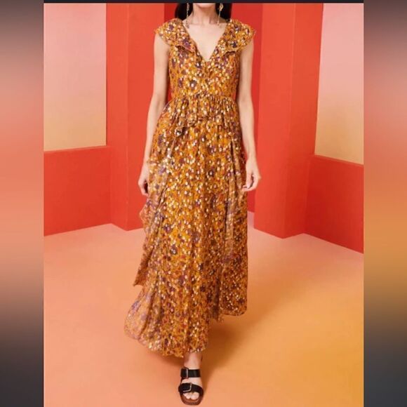 Marie Oliver NWTs Silk Blend Jayda Dress in Marigold Harvest Size 4 - Picture 1 of 13